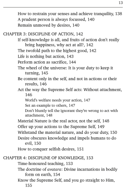 Table of Contents of The Bhagavad-Gita of Inner Courage